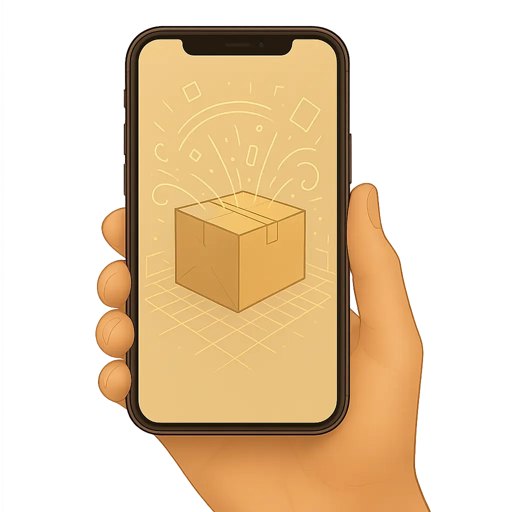 Mixed reality packaging preview on a phone